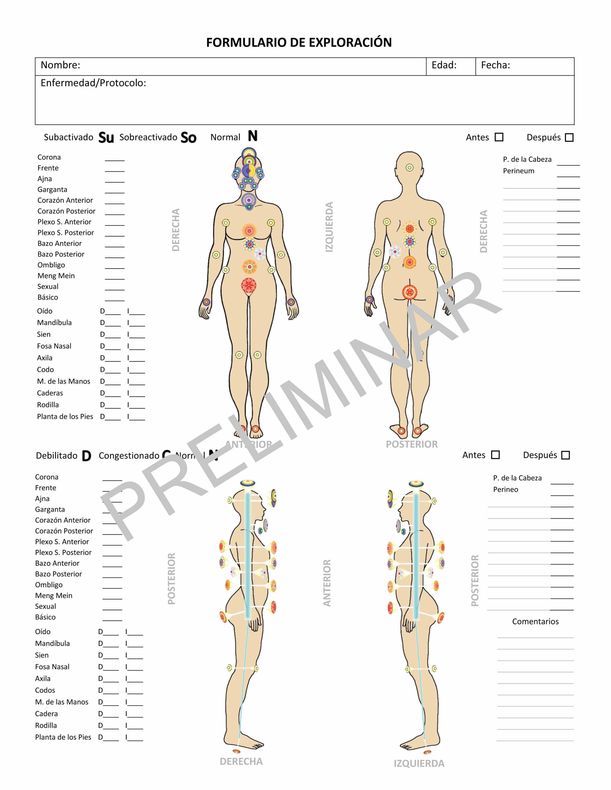 Formulario Exploración de Sanación Pránica en Color